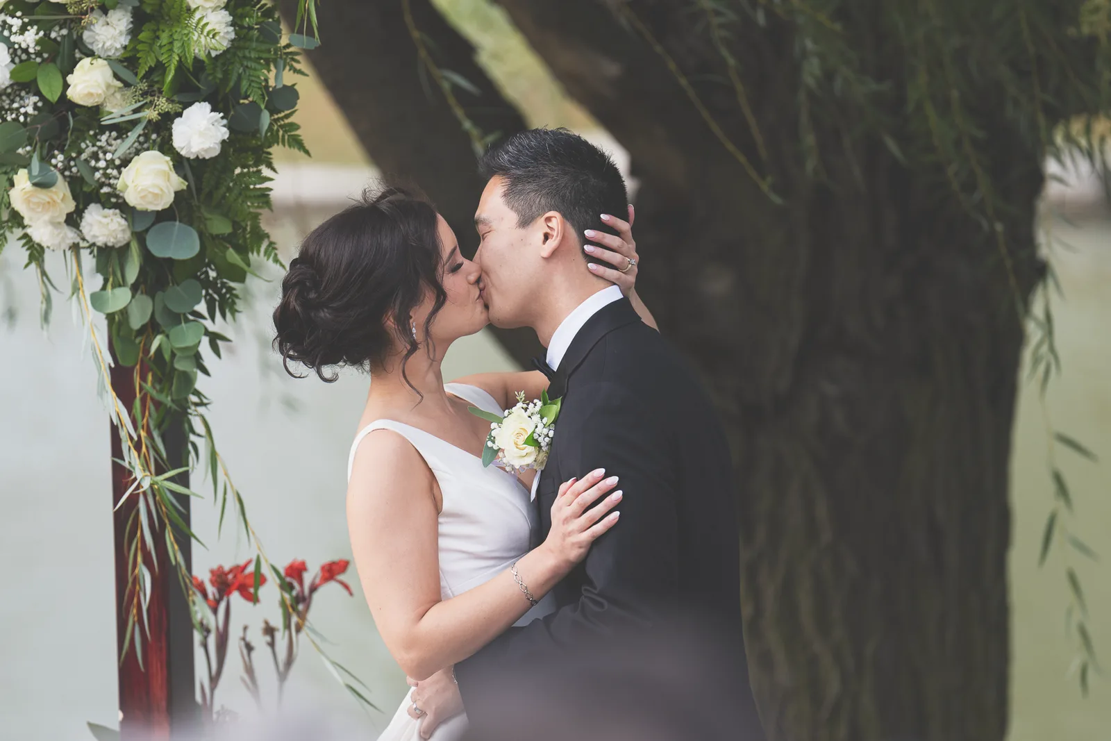 Bride and groom at their Chicago wedding